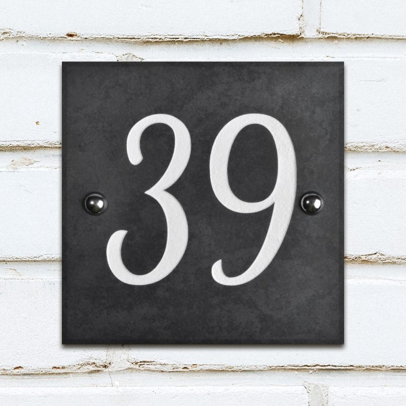Square Smooth Slate House Number - 15 x 15cm