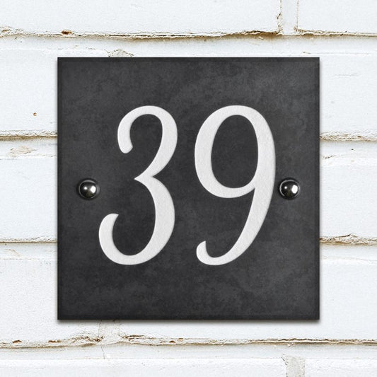 Square Smooth Slate House Number - 15 x 15cm