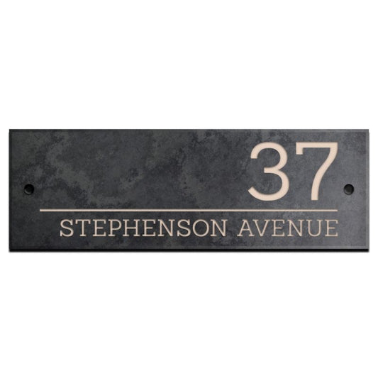 Contemporary Smooth Slate House Sign - 30 x 10cm