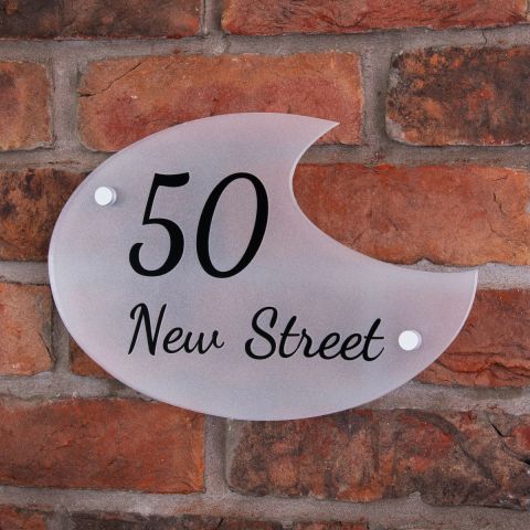 Acrylic House Sign - Crescent - Frosted/Clear