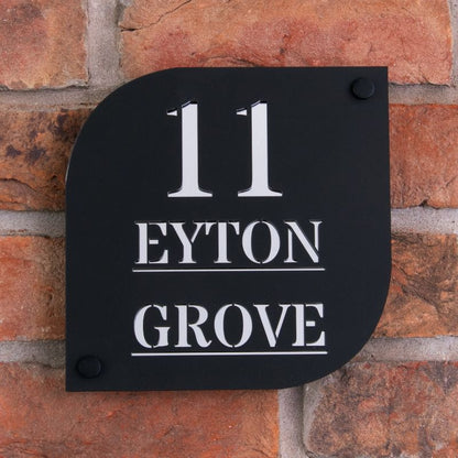 Matt Black Acrylic House Sign with Mirrored Base Layer
